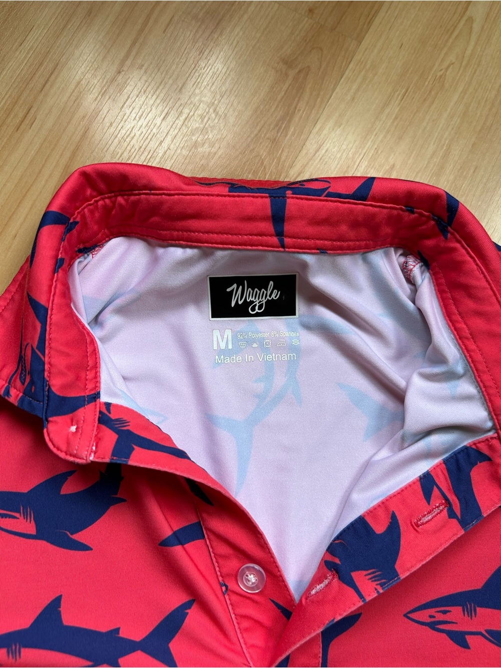 Waggle Men's Coral Shark-Print Swim Shirt - Picture 2 of 3
